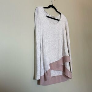Anthropologie Bordeaux Heathered Grey and Pink Blouse